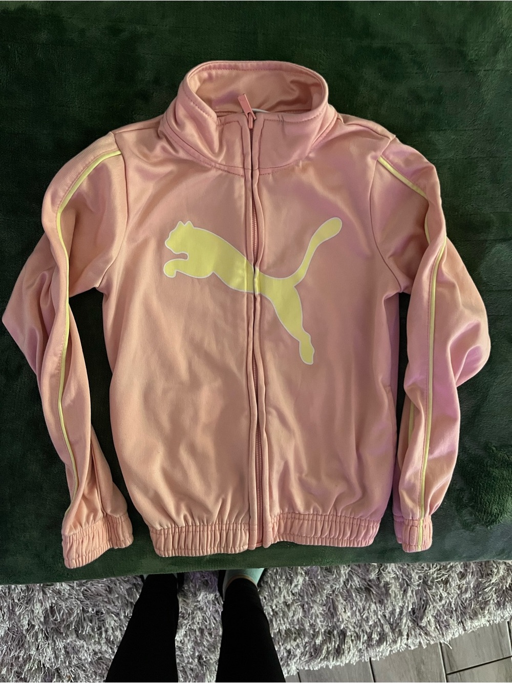 Puma Pink Kids' Full-Zip Track Jacket with Yellow Logo